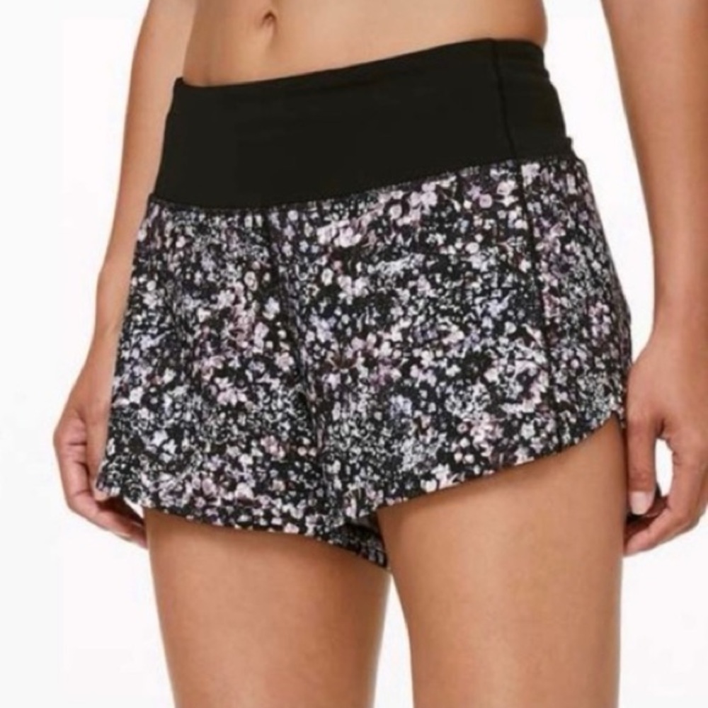 Lululemon Run Times Shorts – Black Floral Print | Size 2